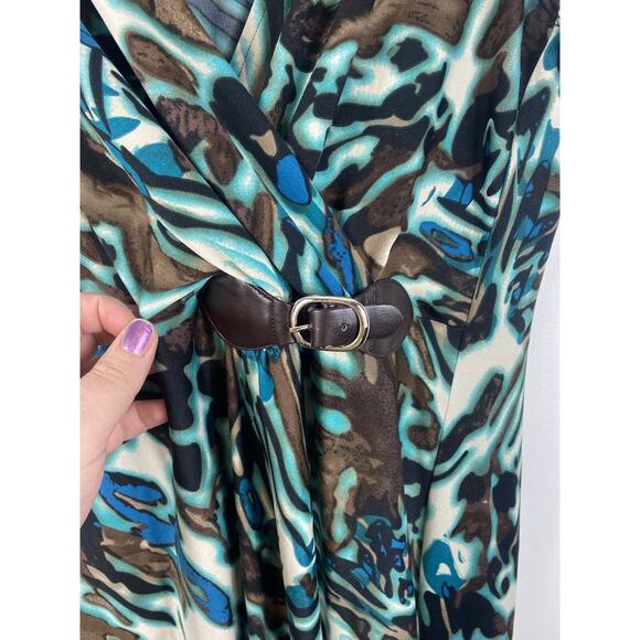 Avenue Maxi Animal Print Dress Size 18/20 Boho Hippie Gypsy Liquid Knit Summer - Picture 3 of 7